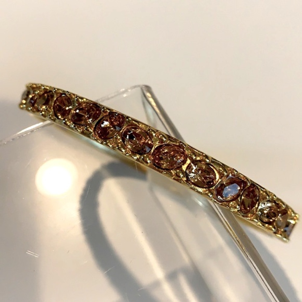 NWT - Gold Bangle with Smokey Topaz Crystals